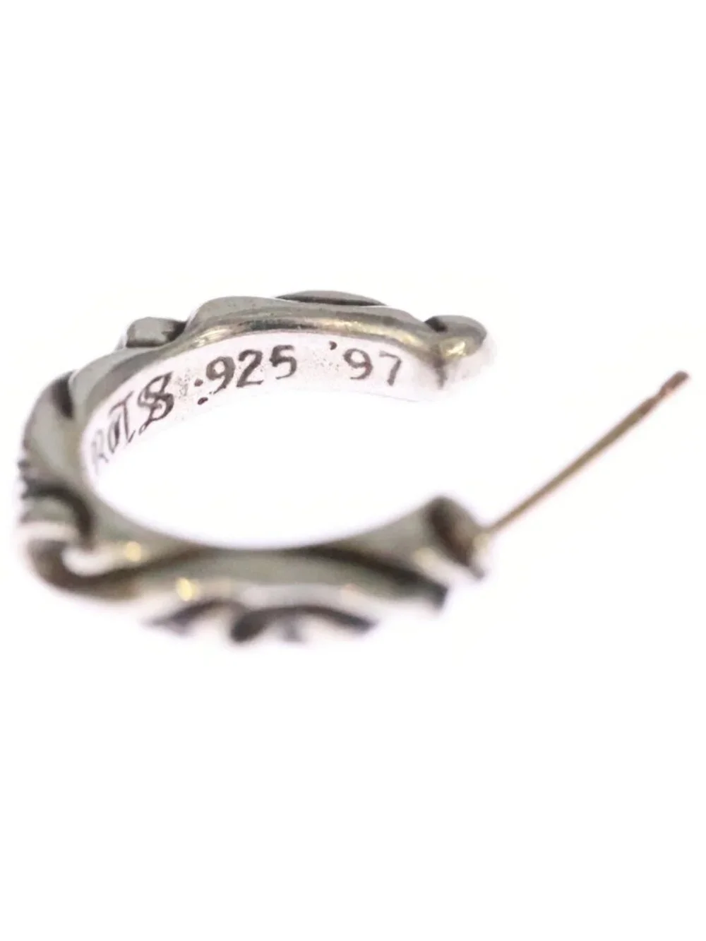 Chrome Hearts Hoop Scrool Scroll Earrings Silver